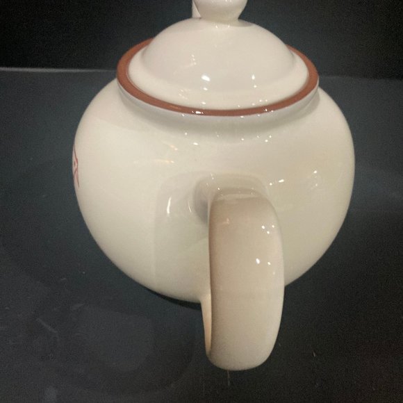 Terracotta Teapot Tea Pot with Chicken Rooster Polka Dots by Coastline Imports - Picture 3 of 9